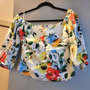 Zara Off The Shoulder Tropical Floral Top!
